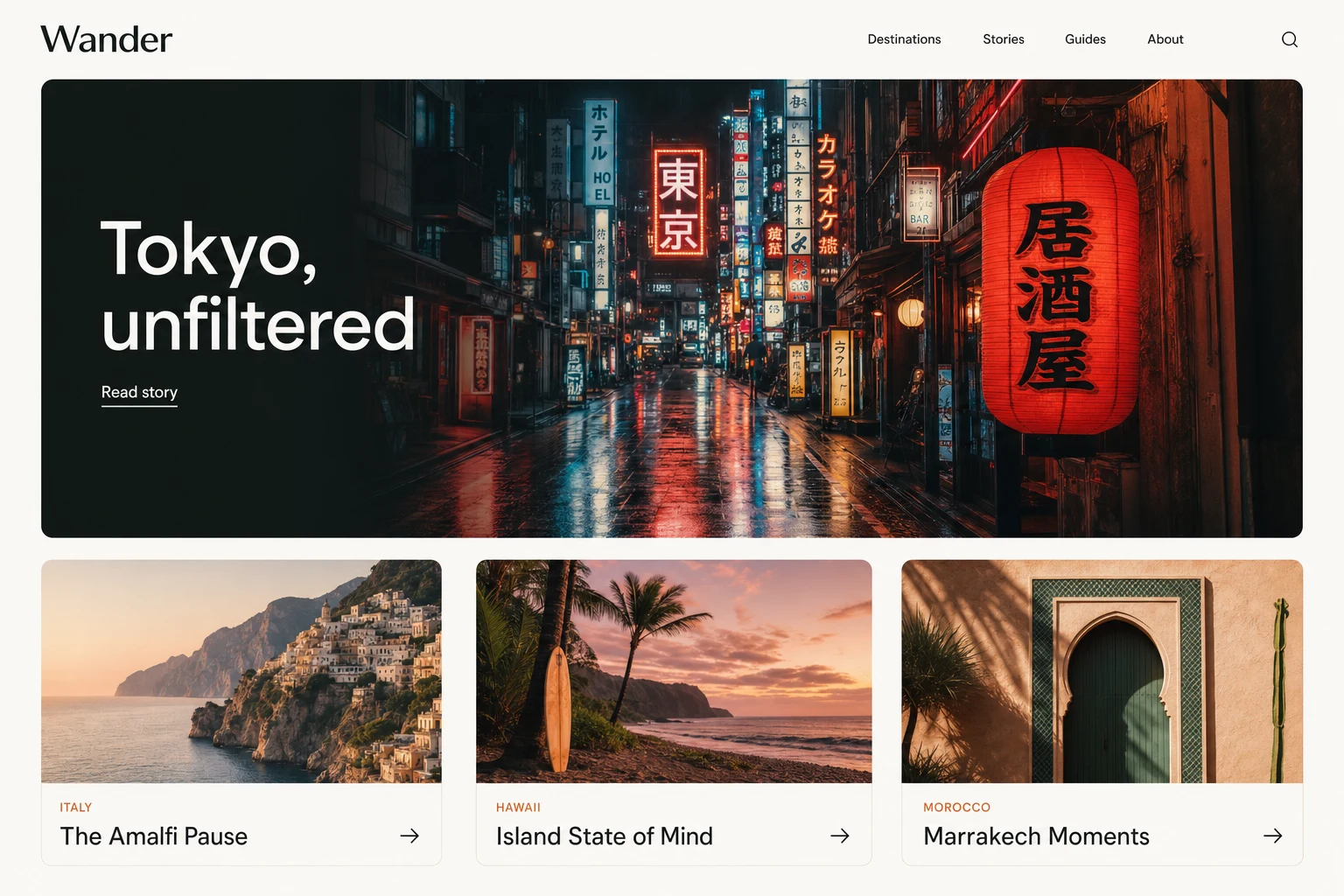 A travel blog built with vMira Build